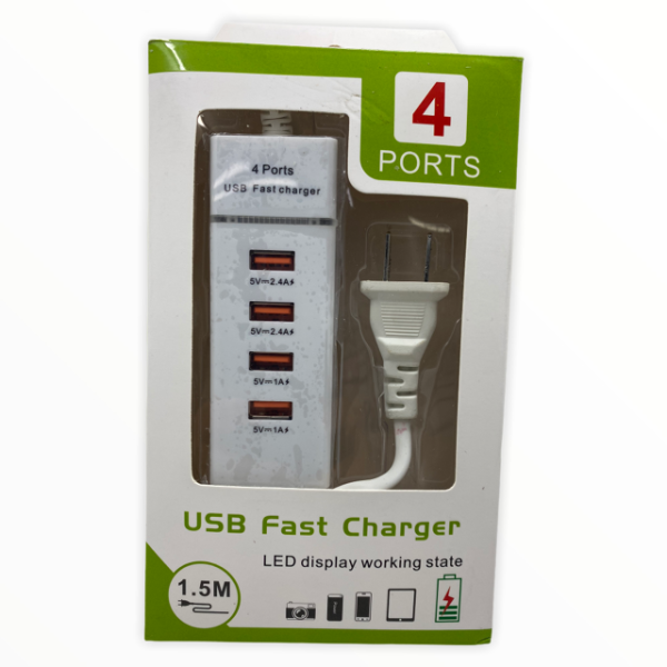 Regleta Cargador USB 4PT Fast Charge 1.5...