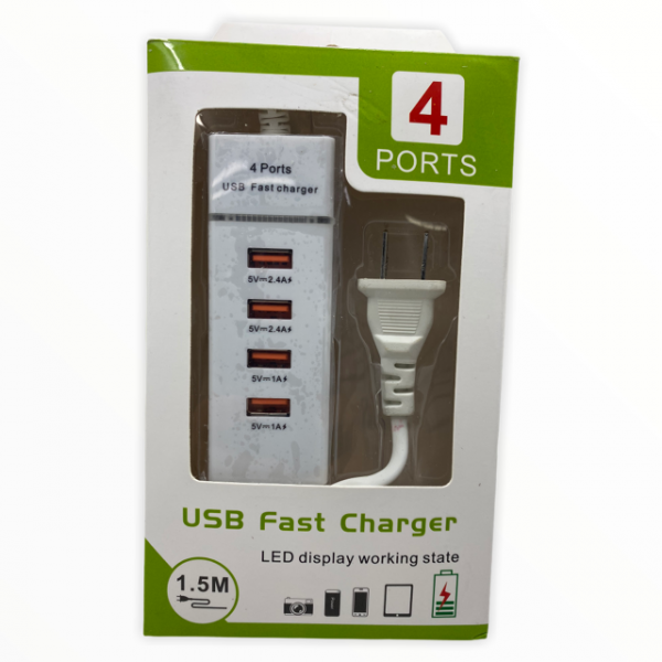 Regleta Cargador USB 4PT Fast Charge 1.5M