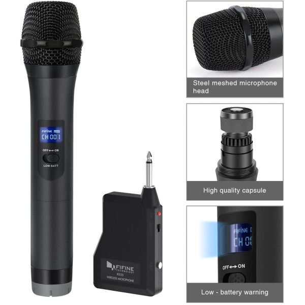 FIFINE Microfono inalambrico con Receptor / Modelo K025