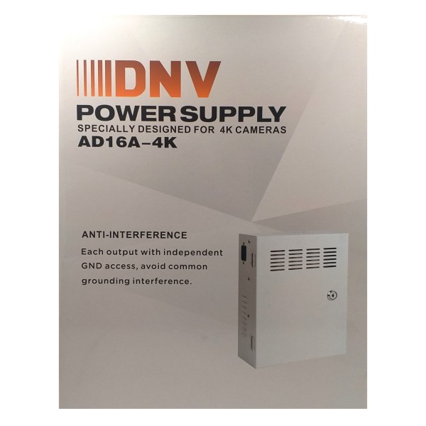 Fuente para Camaras DNV 8 Puertos 12V 16A / AD16A-4K