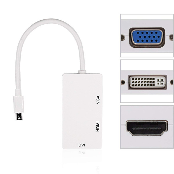 Adaptador Mini Display Port Dp macho a VGA hembra / HDMI / DVI / Zoecan ZO-HW2301