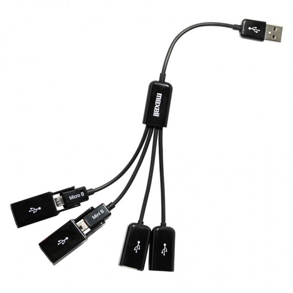 Hub usb Maxell con 4 puertos usb que incluyen adaptadores micro usb y usb C / Modelo: USB-FLEXC