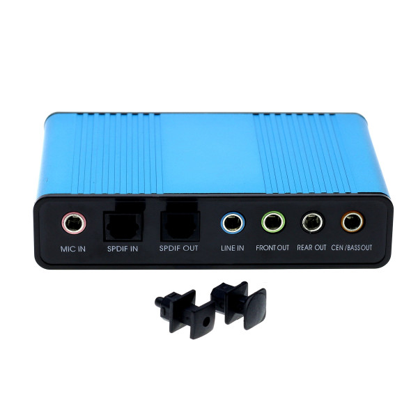 USB 2.0 External Sound Card 6 Channel 5.1 Surround Adapter Audio S/PDIF for PC-Blue (Sonido USB)