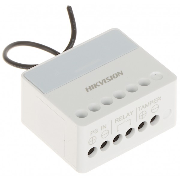 Relevador Inalámbrico Hikvision / 1 Entrada de Alarma 24/7 / 1 Salida de Relevador 0 a 36 VCD (Max. 5 A) DS-PM1-O1L-WB