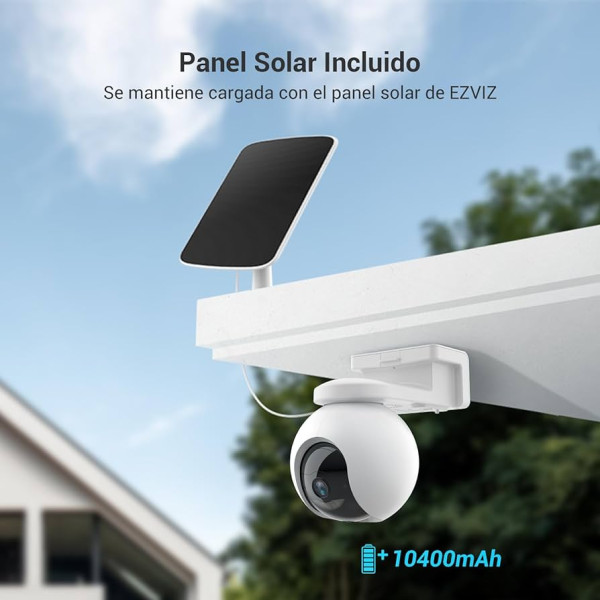 Kit camara con panel solar EZVIZ CB8 /2K / Type C/ 360/ Weatherproof/ Bateria 10400mAh/ Audio bidireccional