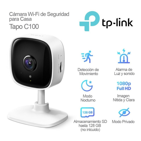 Camara Wifi TP-Link Tapo C100 1080p  / two way audio / vision nocturna / microSD 