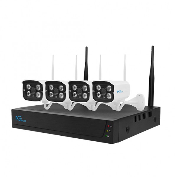 Kit NVR Wifi NGteco NG-V400 / 4ch / 1 SATA / 1080p Wifi IP Camara / H.265 / 3.6mm / IR 20m / 1xHDMI 1xVGA