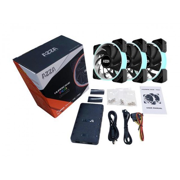 Fan Cooler Azza Hurricane 3XFAN 120mm RG...