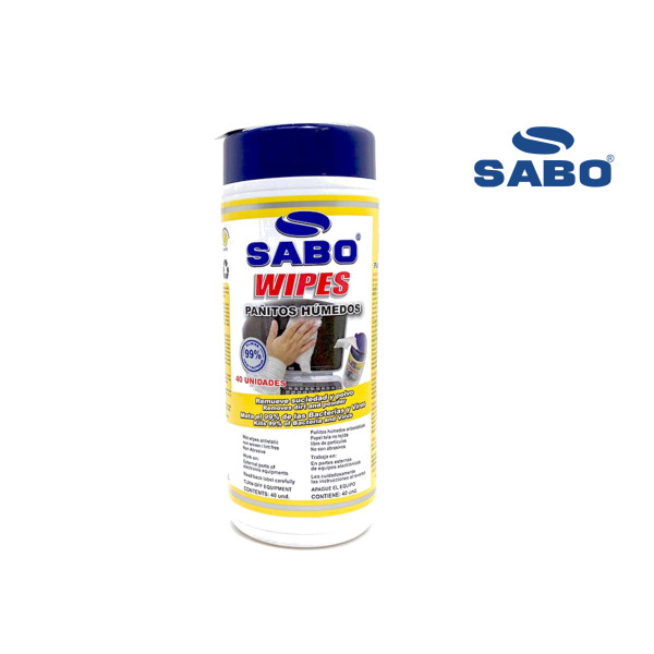 Sabo wipes / paños humedos 40 unidades / remueve suciedad y polvo. 