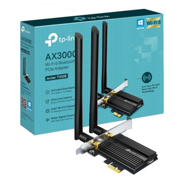 Tarjeta TP-Link AX3000 PCI-Express Archer TX50E WiFi 6 Bluetooth 5.0 Dual Band