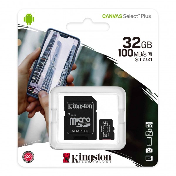 Micro SD Kingston 32GB Clase 10 V30 HC 100MB/S