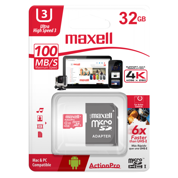 Micro SD Action Pro Maxell 32GB 4k