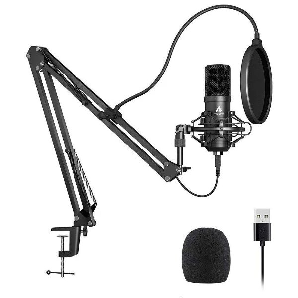 Kit de microfono Maono para podcast  / Base, condensador de podcast y microfono AU-A04 USB