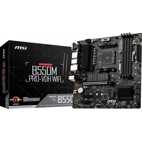 Motherboard MSI B550M  PRO-VDH WIFI/ AMD B550 Chipset/ Skt AM4/ 4XDDR4-4400/ PCI-E 4.0/ HDMI/ 2XM.2/ / 7xUSB 3.2/ Gigabit