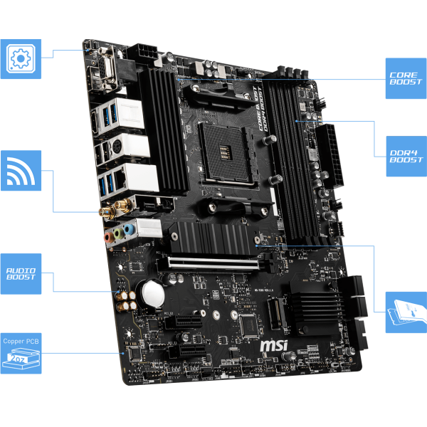 Motherboard MSI B550M  PRO-VDH WIFI/ AMD B550 Chipset/ Skt AM4/ 4XDDR4-4400/ PCI-E 4.0/ HDMI/ 2XM.2/ / 7xUSB 3.2/ Gigabit