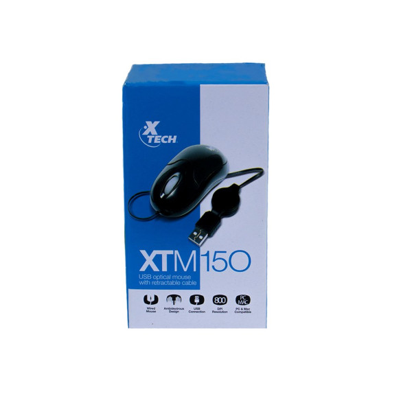 Mouse Xtech XTM150 retractil USB Negro