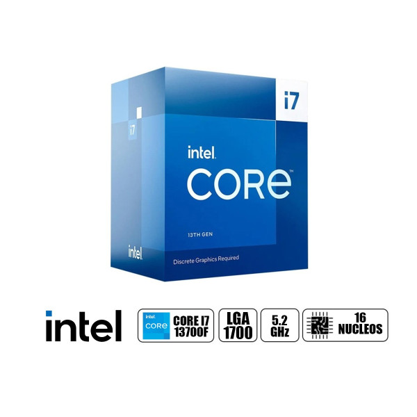 Intel Core i7-13700F 5.2GHz/ 16 Nucleo/ 30MB Cache/ LGA1700/ Tubo Boost 5.0GHz/ NO Fan