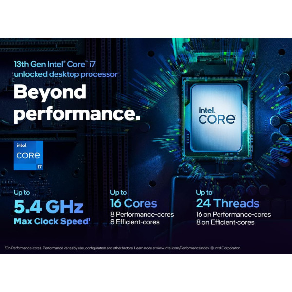 Intel Core i7-13700KF 3.4GHz/ 16 Nucleo/ 24 hilos/ 30MB Cache/ LGA1700/ Tubo Boost 5.4GHz/ NO Fan
