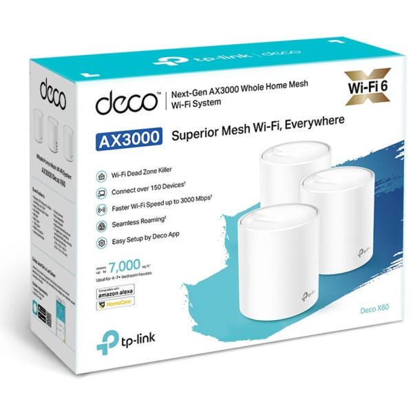 TP-Link Deco AX5400 X60 3pk  / Sistema inalambrico para el hogar / WIFI6 2402Mbps + 574Mbps