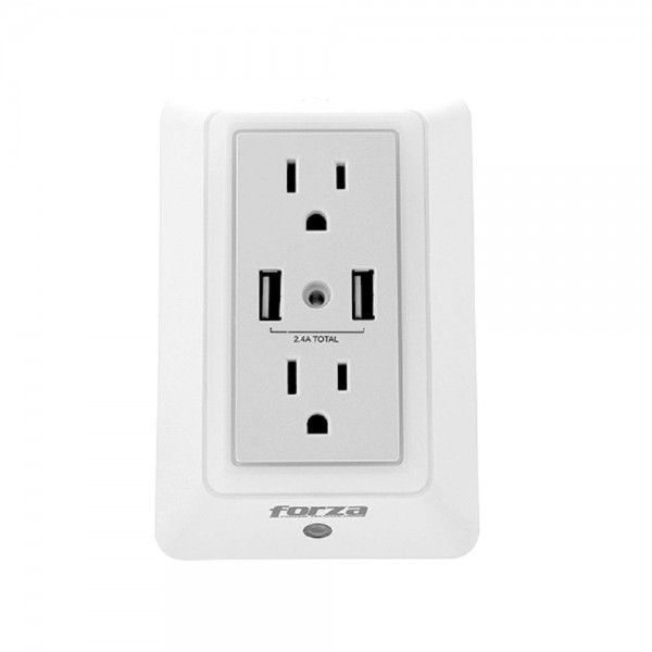 Tomacorriente de pared con protección / 2 salidas de corriente / 2 usb / 1875w / Modelo: FWT-2201USB