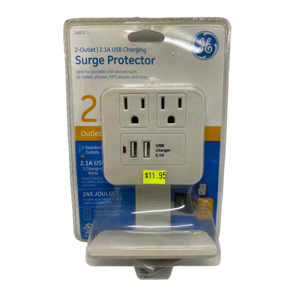 Protector de Voltaje General Electric 2 Salida + 2 USB 2.1 Amp (Surge Protector) 14922