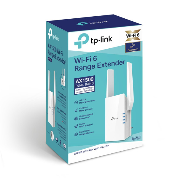 Range Extender Wifi AX1500 RE505X dual band 1200 Mbps 5Ghz / 300 Mbps 2.4Ghz WIFI6