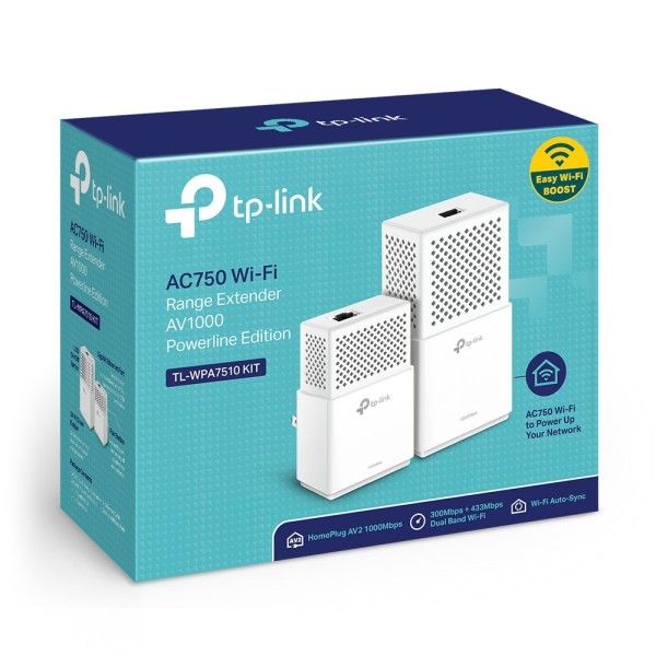 Range Extender AC750 Wifi AV1000 Powerline Edition TL-WPA7510 kit / Dual band 300 Mbps + 433 Mbps