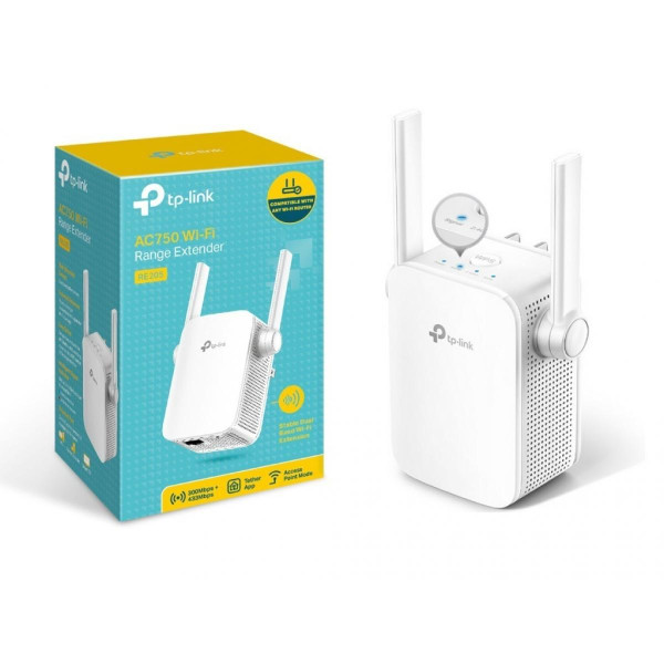 Wifi range extender AC750 RE205 dual band/ 433 Mbps 5Ghz - 300 Mbps 2.4Ghz