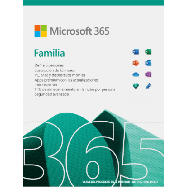 Licencia Microsoft Office 365 Familia Licencia 1 año para 6 PC