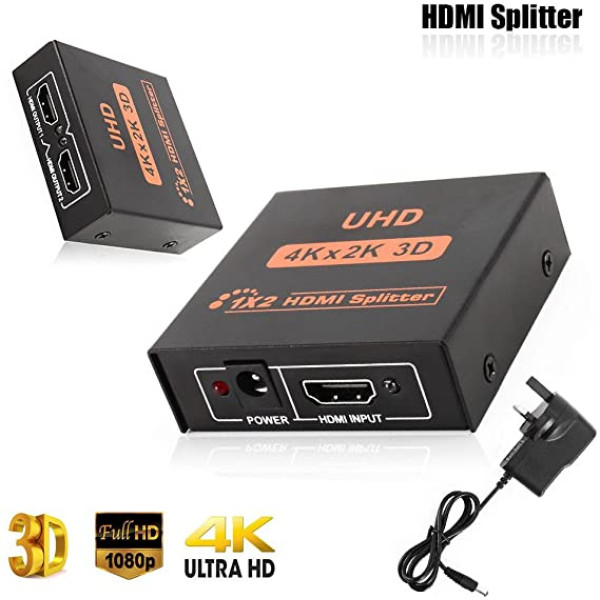 Splitter HDMI 1 a 2 con amplificador 4K