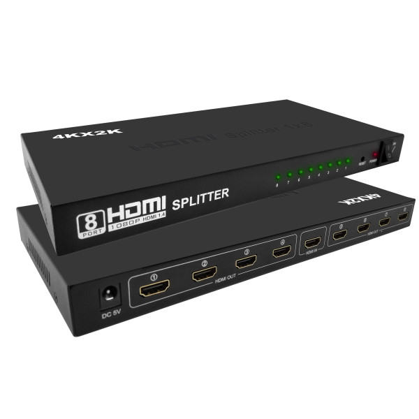 Splitter HDMI 1 a 8 con Amplificador
