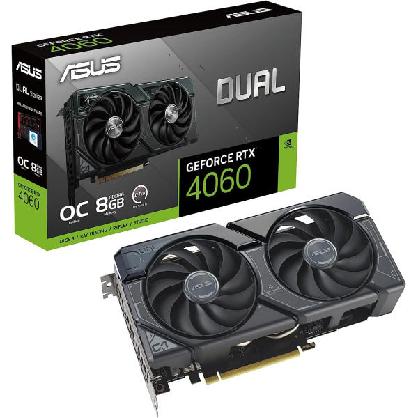 VIDEO ASUS GEFORCE RTX 4060 OC DUAL/ 8GB GDDR6/ AMPERE ARCH/ RAY TRACING/ DLSS 3