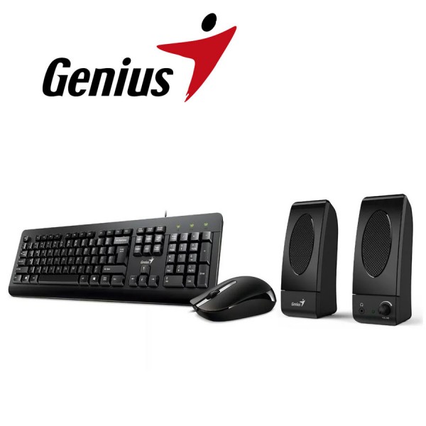 Combo de Teclado, Mouse Optico, Bocinas Genius KMS U130