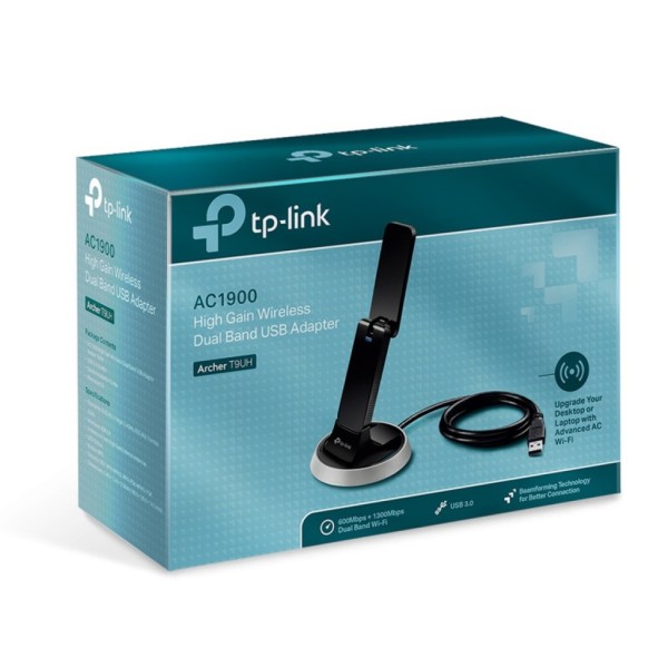 Adaptador USB High Gain Wireless TP-Link Archer T9UH AC1900 Dual band / 600Mbps 2.4Ghz 1300Mbps 5Ghz